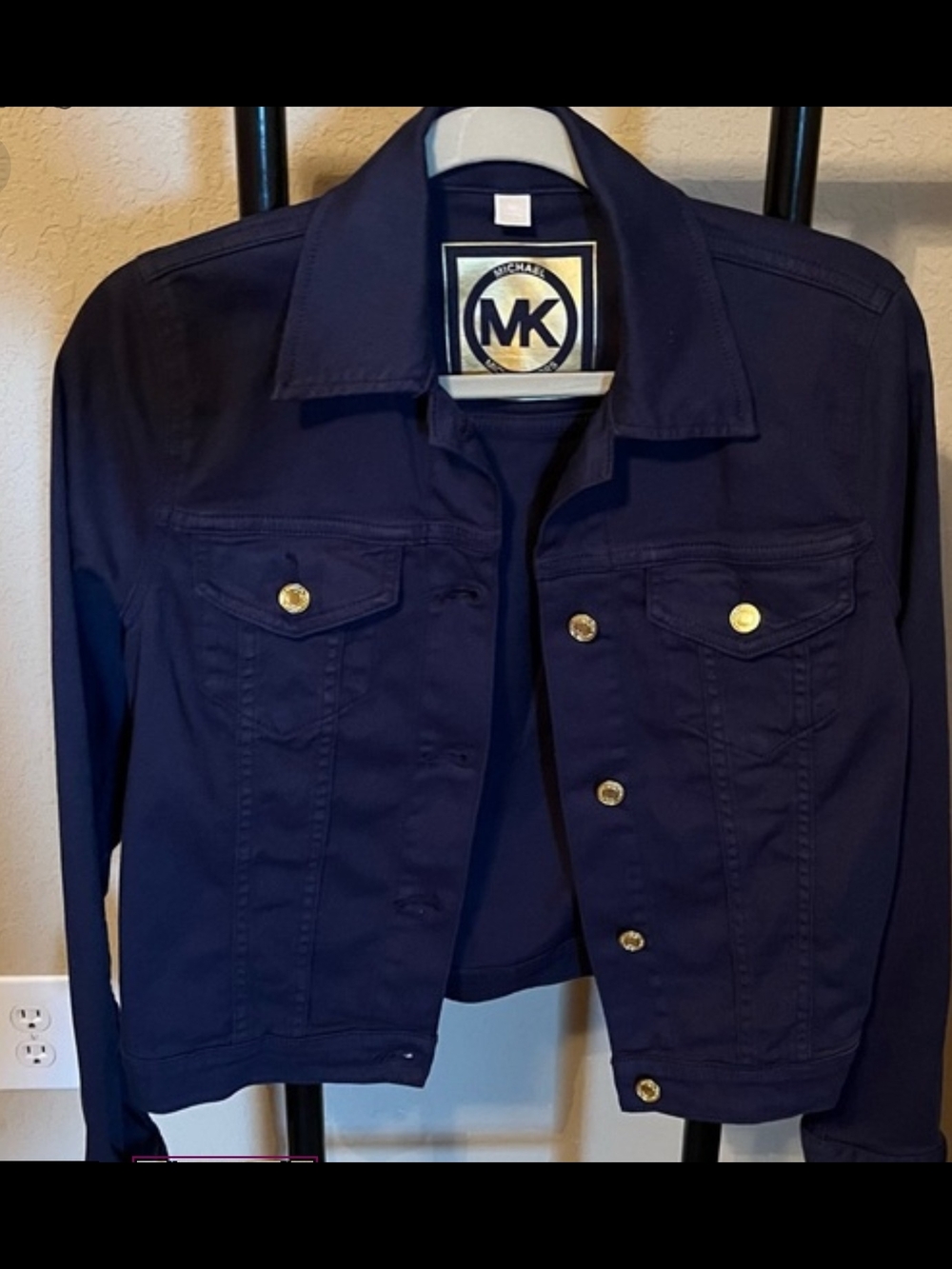 MICHAEL KORS Navy BlueWomens Button-Front Denim Jacket